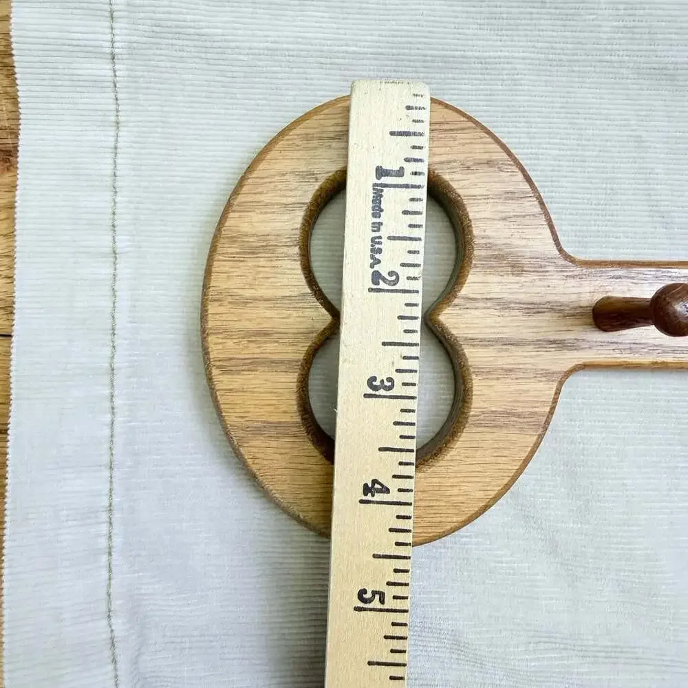 Handmade Wooden Wall Key Rack Holder Large Vintage Key Shape with pegs